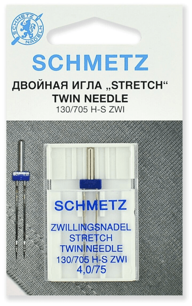 Иглы Schmetz стрейч двойные 130/705 H-S ZWI 4,0/75, 1 шт в Немане
